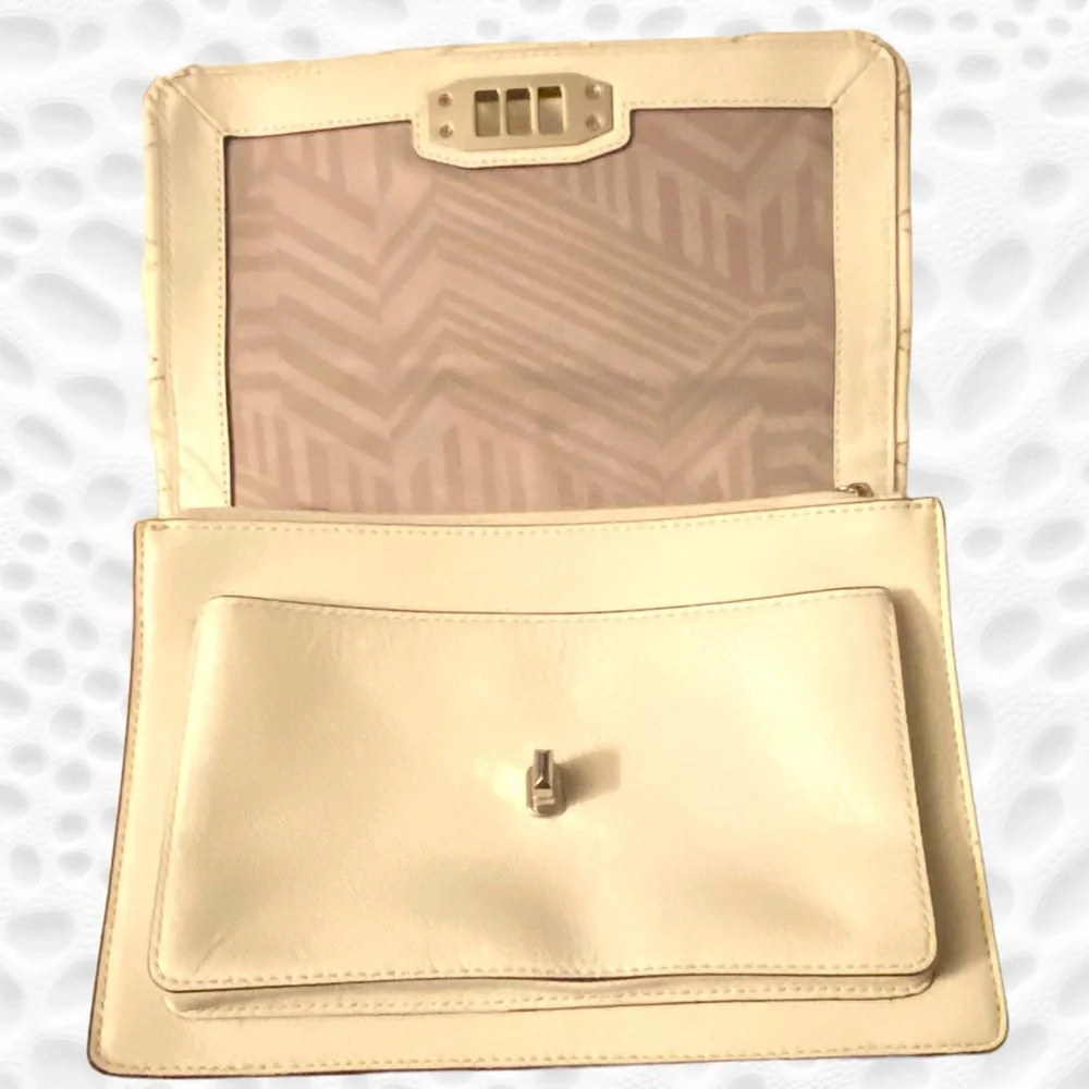 Rebecca Minkoff Je T’aime Cream Leather Convertible Medium Satchel Crossbody - Picture 9 of 12